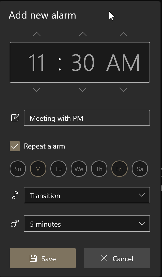 how to use alarms in Windows 10 pic4