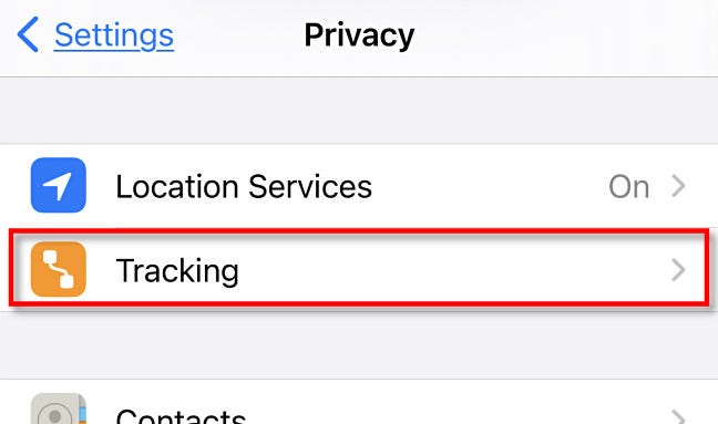 In iPhone Settings, tap "Tracking."