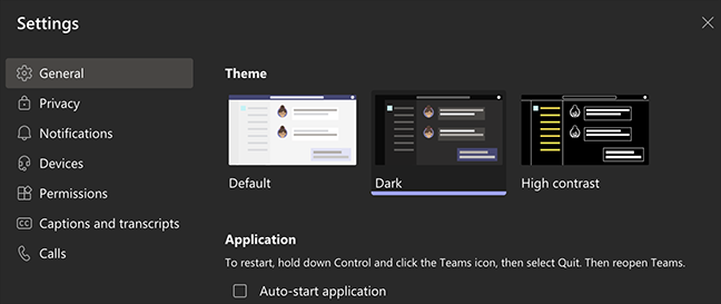 Dark mode in Microsoft Teams on desktop