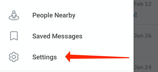 Telegram settings on Android