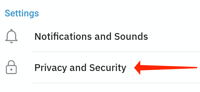 Privacy and security settings in Telegram for Android