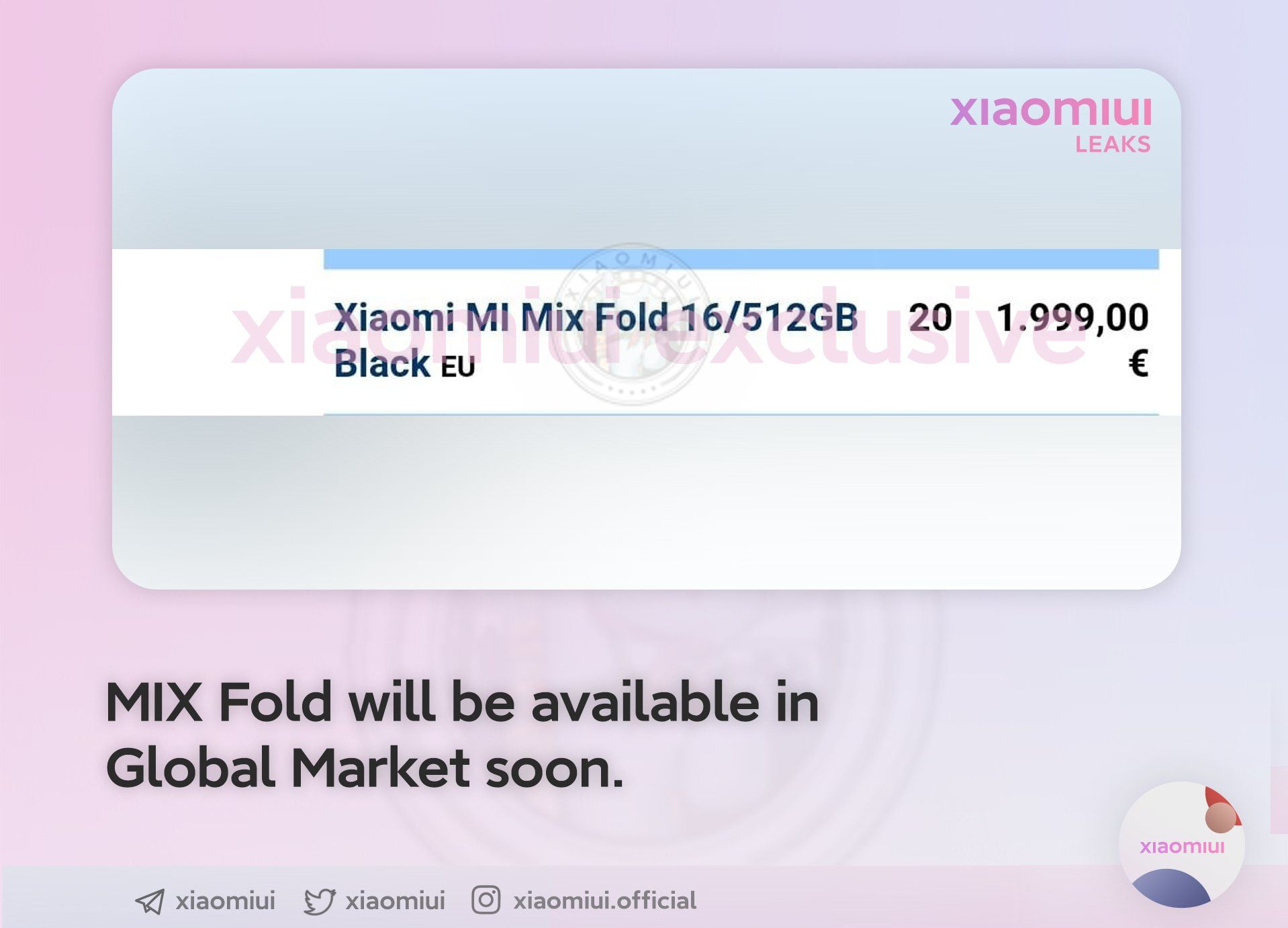 Xiaomi Mi MIX Fold Global Prices Leaked And It Makes The Galaxy Fold 2 Look Cheap