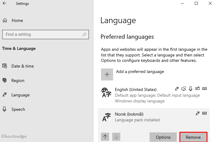 Change language settings
