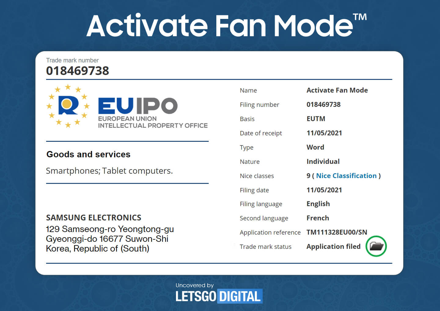 Samsung trademarks Active Fan Mode for smartphones and tablets