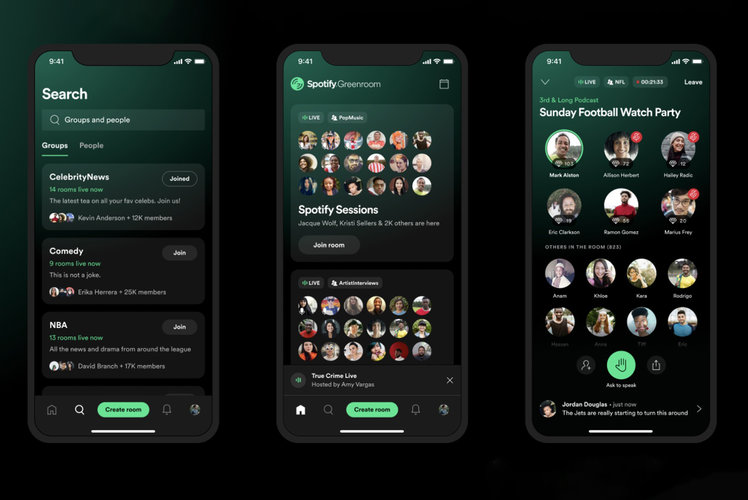 Spotify launches Greenroom, a Clubhouse-like social audio app