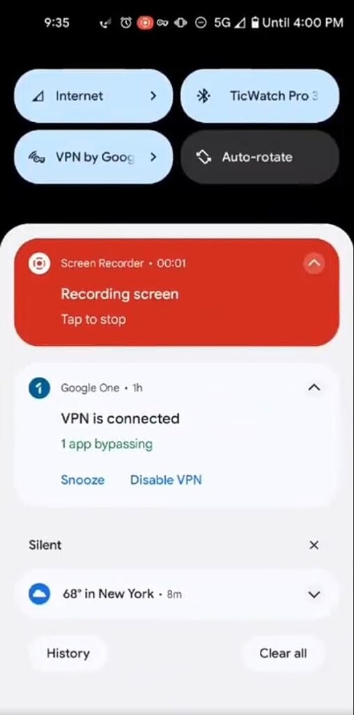 New Snooze button in VPN notificaiton