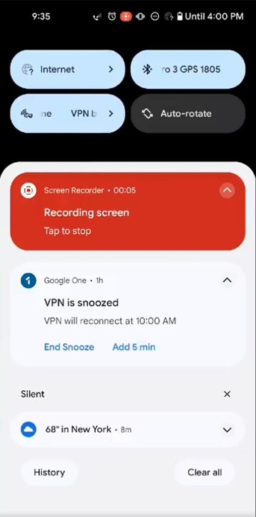 New end snooze and add 5 min buttons in VPN notificaiton
