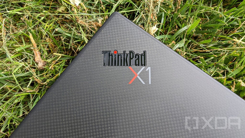 Close up of ThinkPad X1 logo