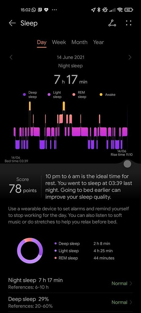 Huawei Health app sleep tracking