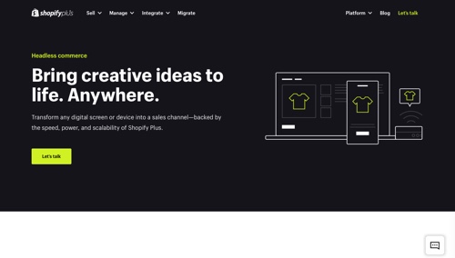 Home page of Shopify Plus