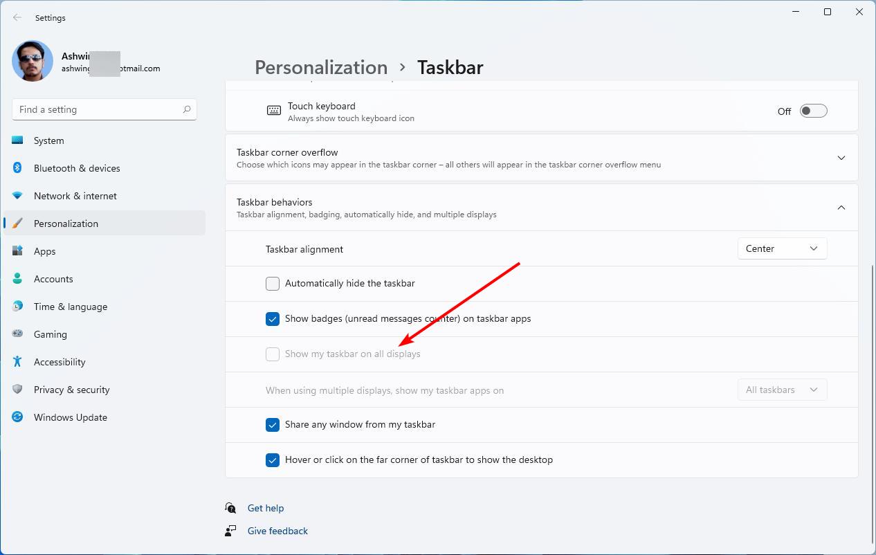 Windows 11 2nd preview build - show taskbar on all displays