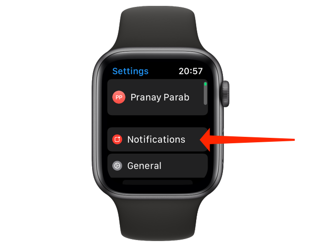 Under Apple Watch settings, open "Notifications."