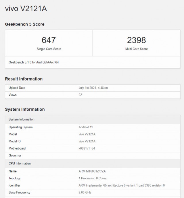 vivo S10 spotted on Geekbench, confirms Dimensity 1100 SoC