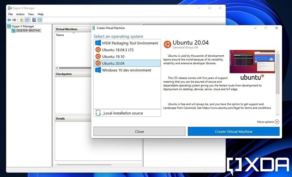 Creating a virtual machine in Hyper-V on Windows 11