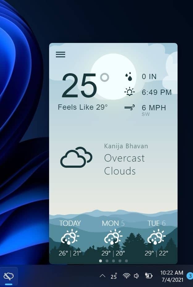 show weather info on Windows 11 taskbar pic2