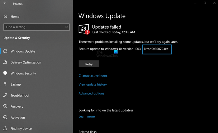 Fix Windows Update Error 0x800703ee