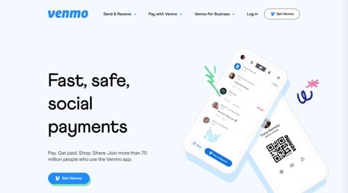 Home page of Venmo
