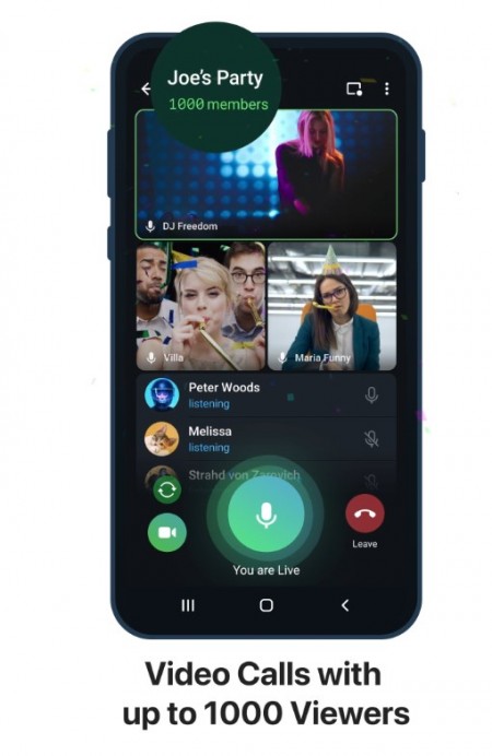 Telegram adds video playback speed, screen sharing with sound, and video calls up to 1000 viewers