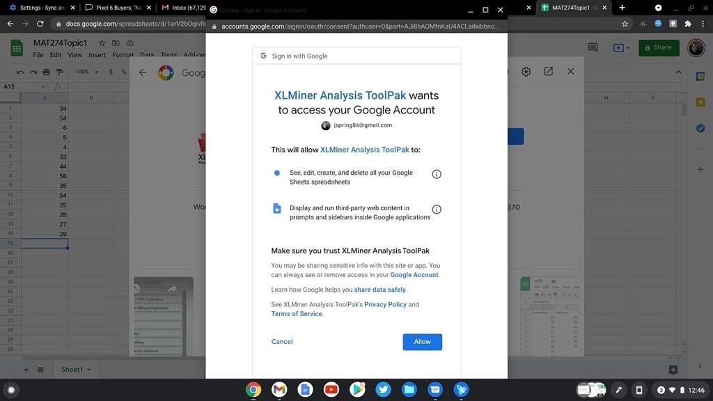 how to use excel data analysis toolpak on chromebook using xlminer