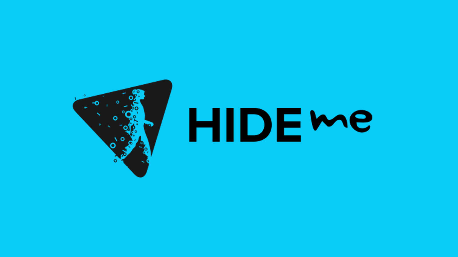 Hide.me company name and logo against blue background