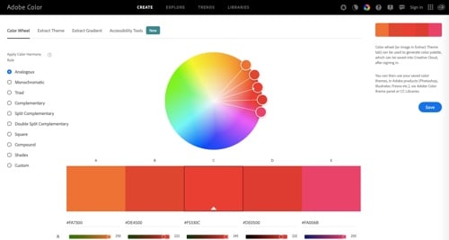Home page of Adobe Color