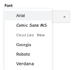 Select a style in the Font drop-down list