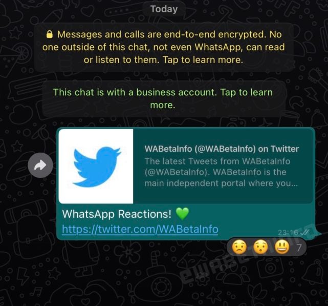 whatsapp message reaction ios
