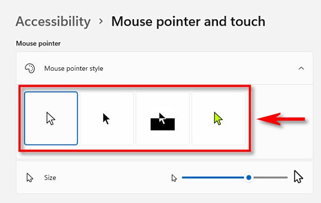 Choose a mouse pointer style.