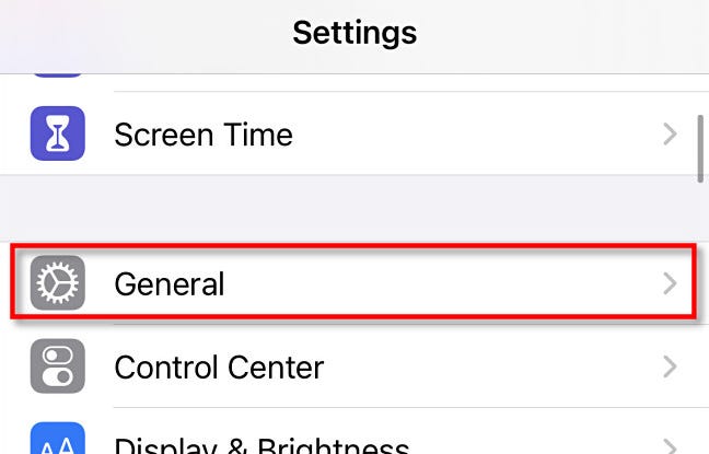 In Settings on iPhone or iPad, tap "General."