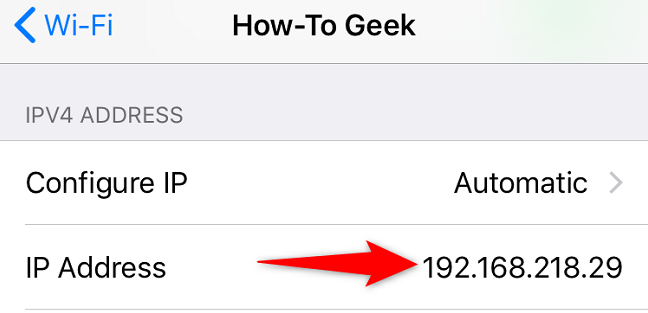 View the iPhone's IP address.