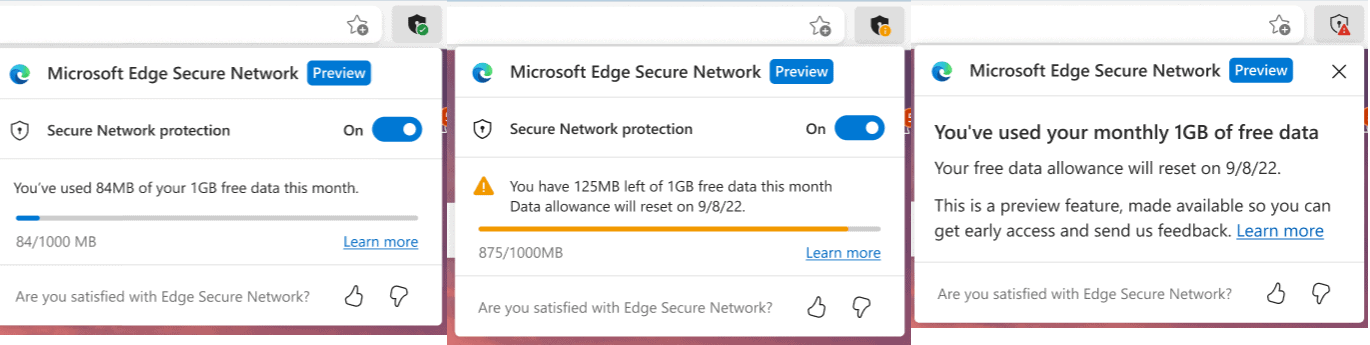 Microsoft Edge Secure Network: browser VPN with 1GB free data