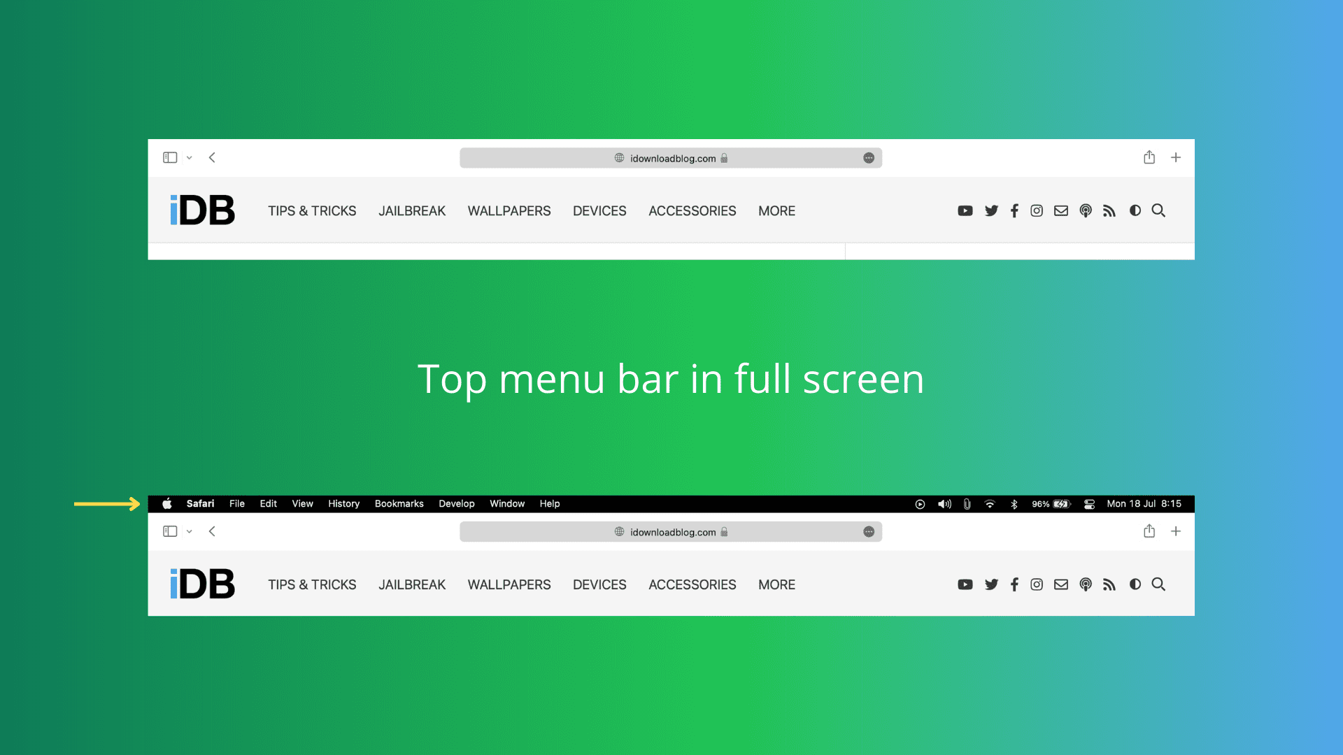 How to show your Mac’s top menu bar even when apps are in full screen