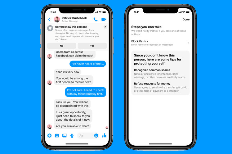 Facebook Messenger will now warn you if you're chatting to a scammer