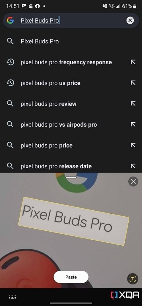 Extracting text that says "Pixel Buds Pro"