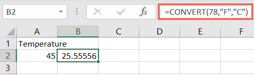 Formula to convert Fahrenheit to Celsius using a number