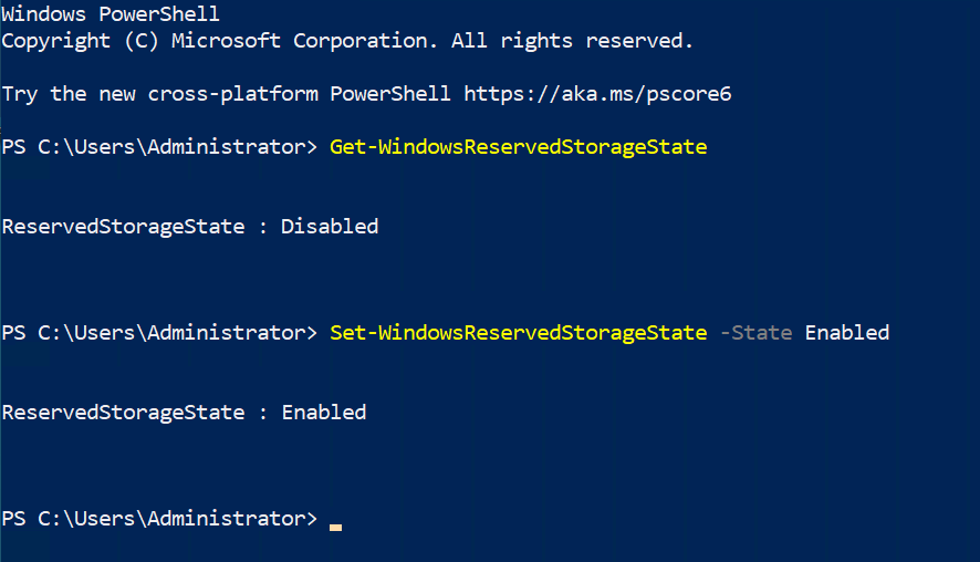 How to Enable Reserved Storage Using DISM or PowerShell in Windows 10