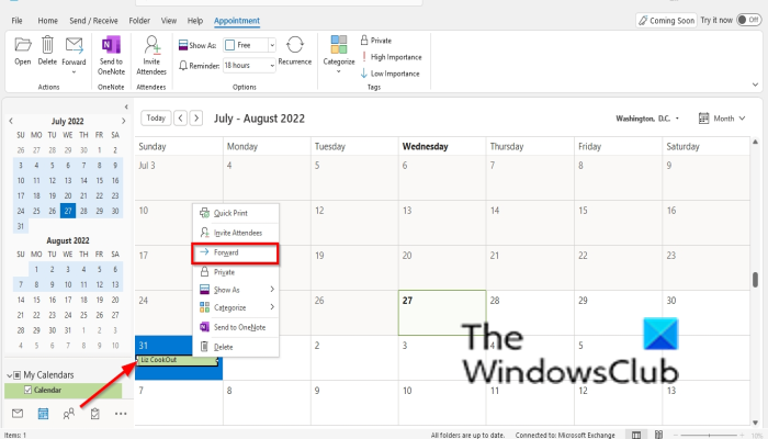 How to send a Calendar Event as an attachment in Outlook