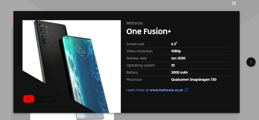 YouTube leaks the Motorola One Fusion+ with the Qualcomm Snapdragon 730, 5,000mAh battery, and June 2020 launch date