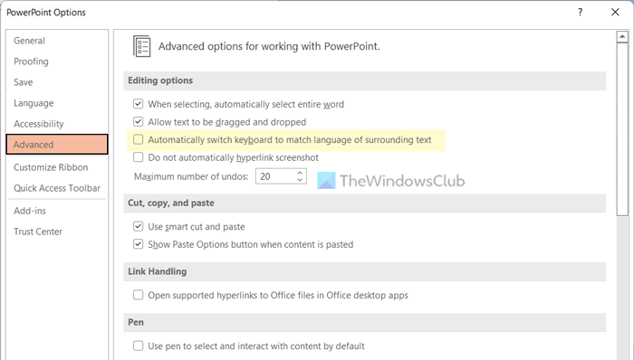 How to automatically switch Keyboard to match Text Language in Word, PowerPoint, Publisher