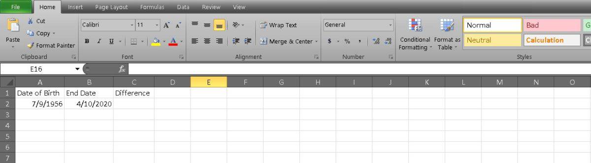 How calculate age in Excel