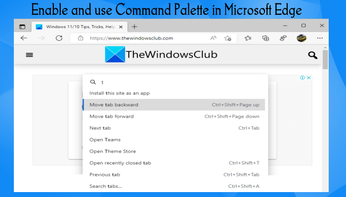 How to enable and use Command Palette in Microsoft Edge on Windows 11/10