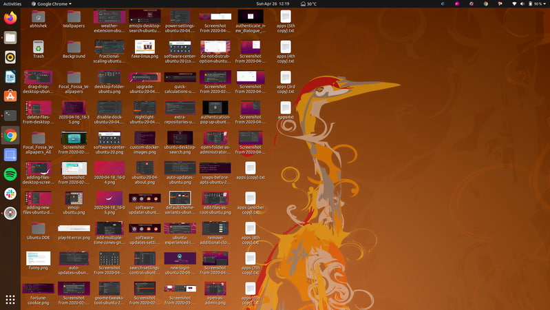 Using Files and Folders on Desktop Screen in Ubuntu