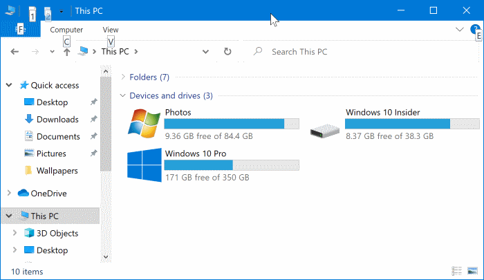Show Or Hide Drive Letter In Windows 10 File Explorer