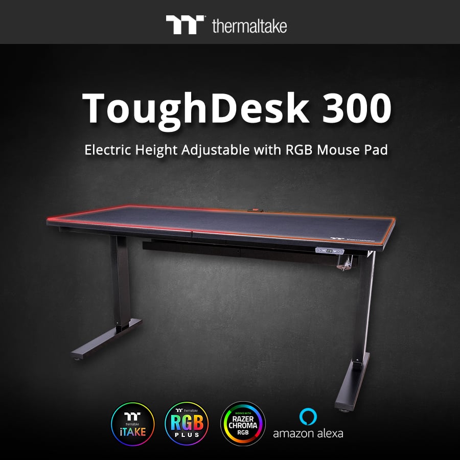 The New Thermaltake ToughDesk 300 with Built-in RGB Mouse Pad and CyberChair E500
