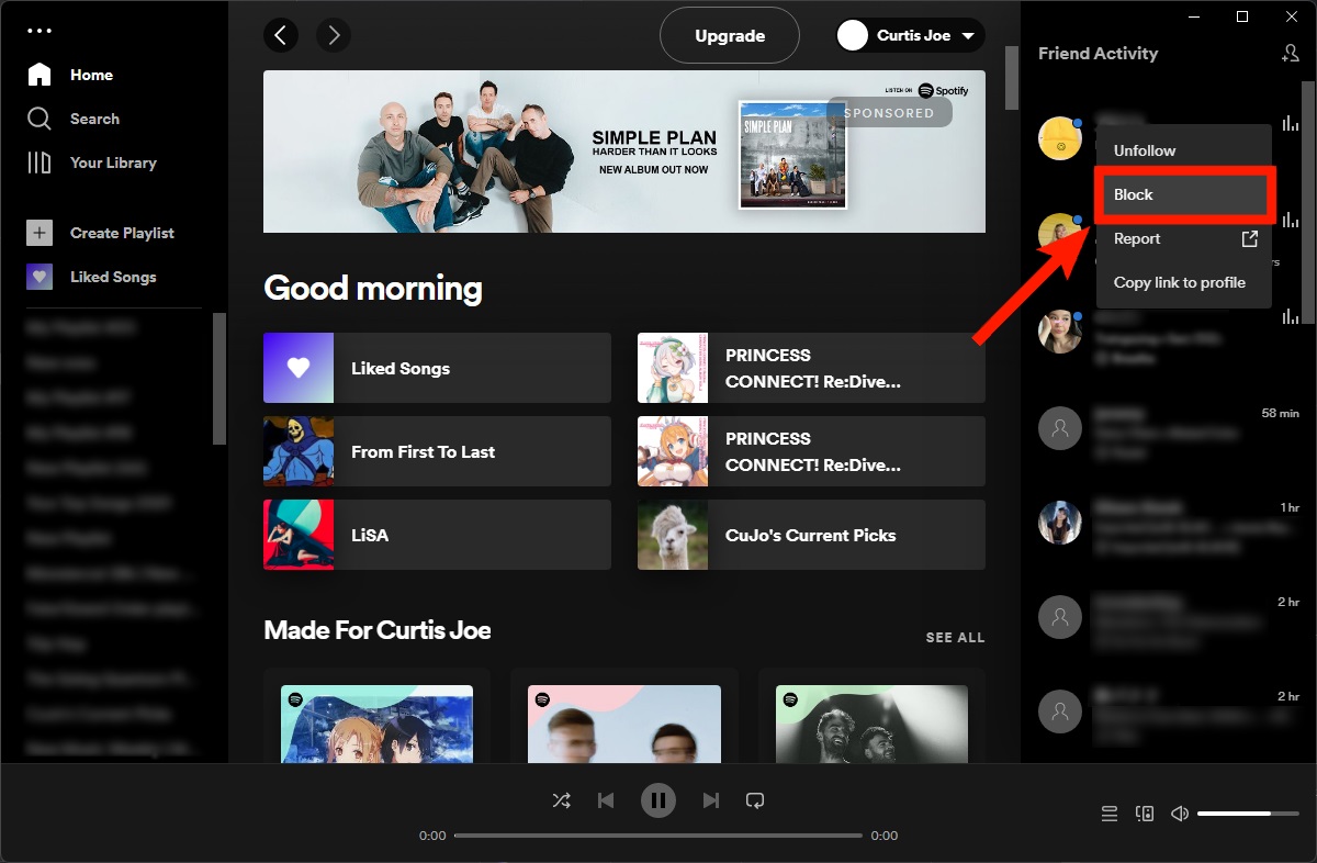 How to block someone on Spotify