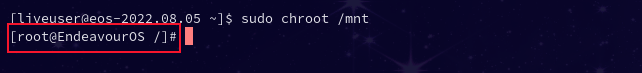 Using the chroot command to create a new effective root