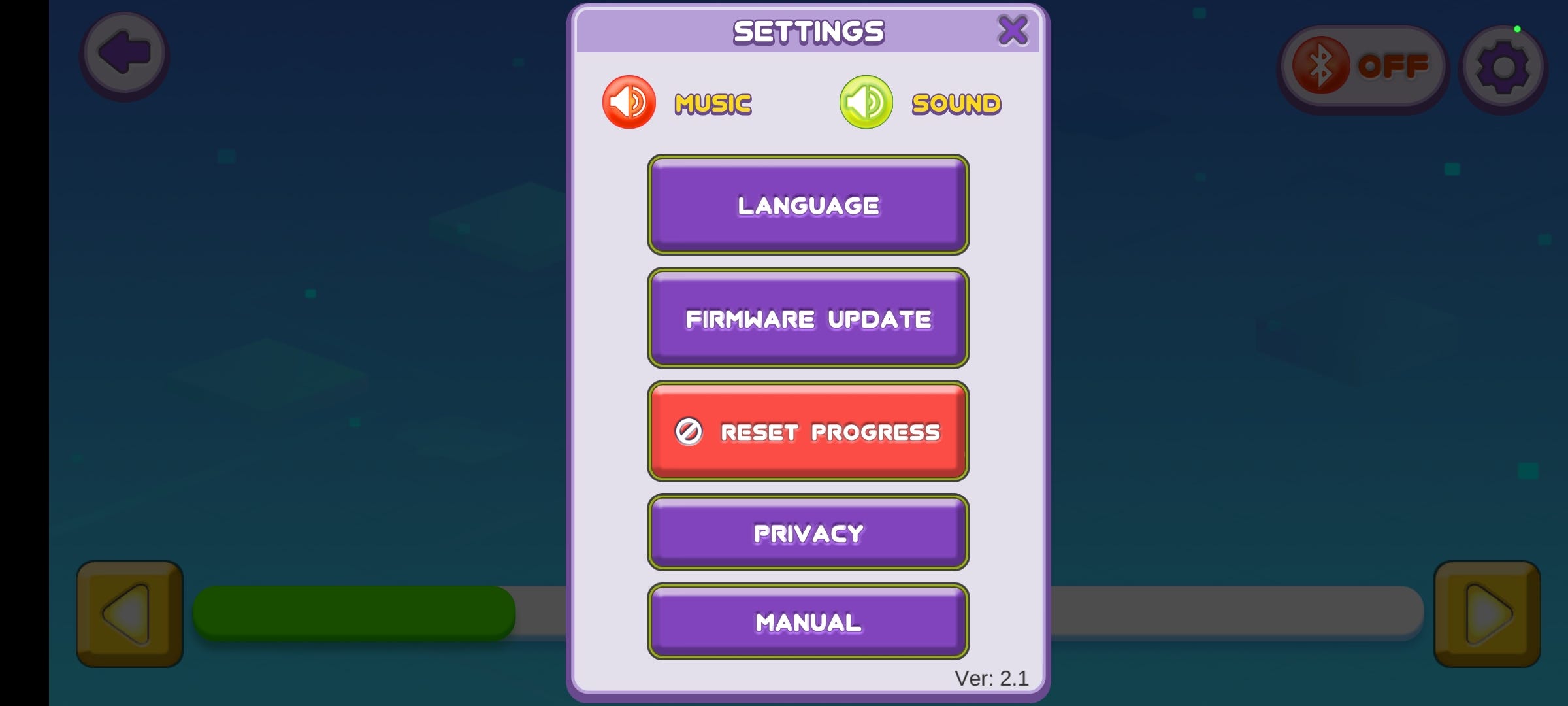 Botzee AR app settings menu