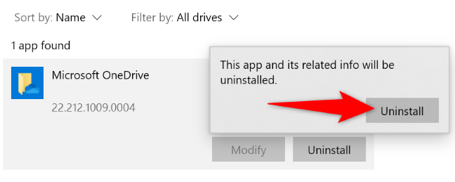 Select "Uninstall" in the prompt.