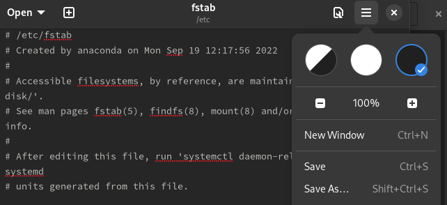 The GNOME Edit editor switched to Dark mode