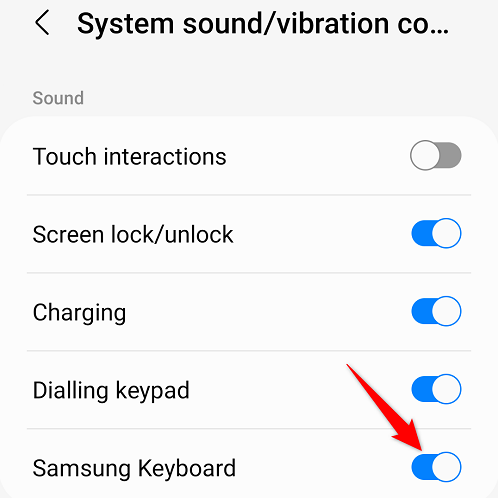 Turn off "Samsung Keyboard" in "Sound."